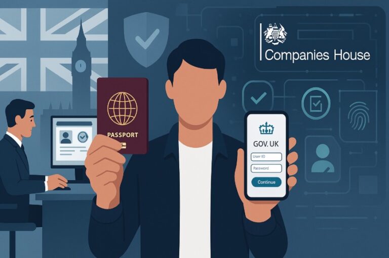 Companies House UK identity verification using passport and facial scan via GOV.UK One Login interface